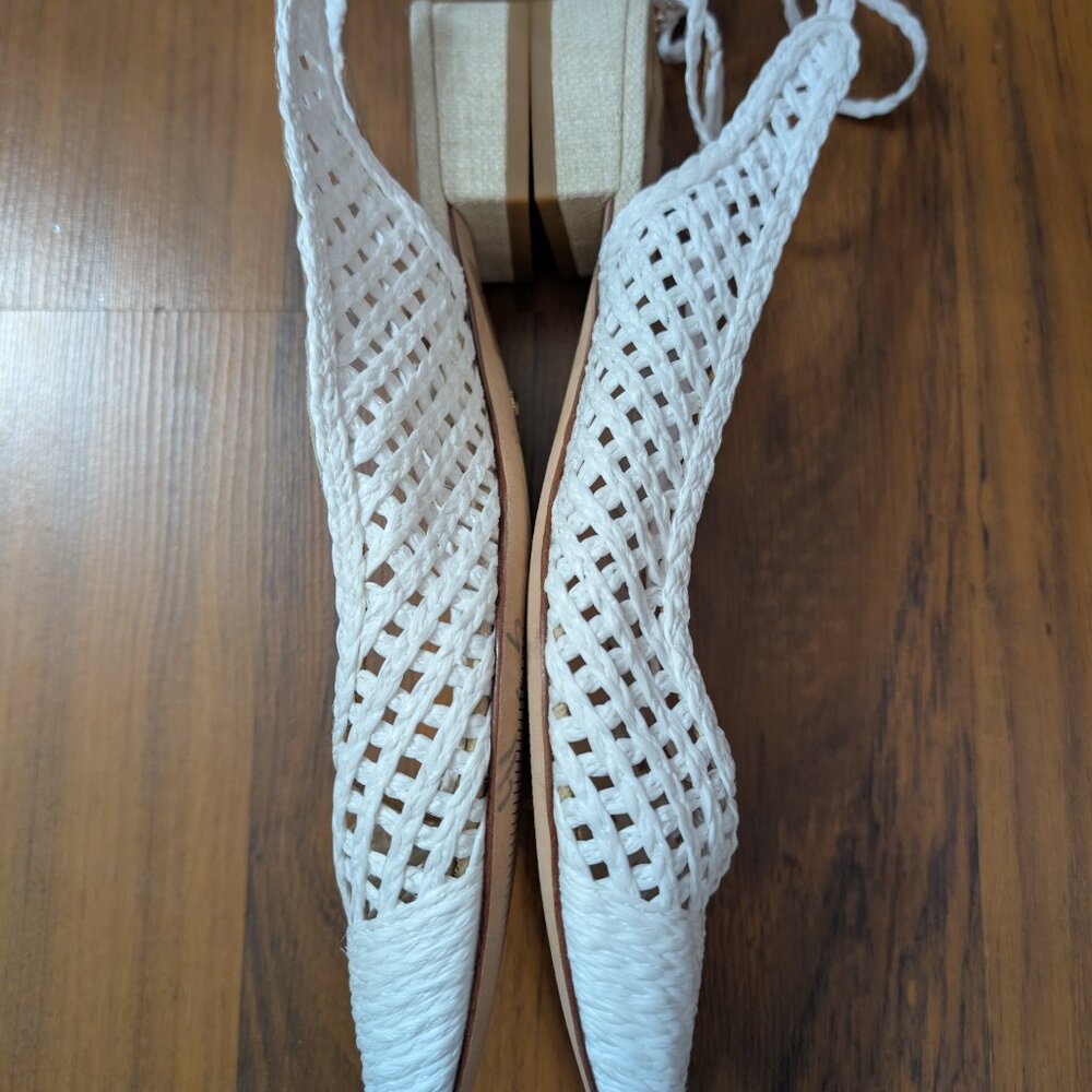 Antonio Melani x Jennifer Sumko White Lace Up Flat Sling Back Size 8.5 - Picture 4 of 9